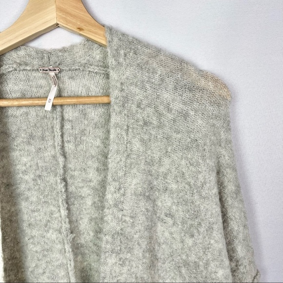 Free People Gray Phantom Cozy Wool Blend Mid Length Oversized Cardigan M - Picture 6 of 8